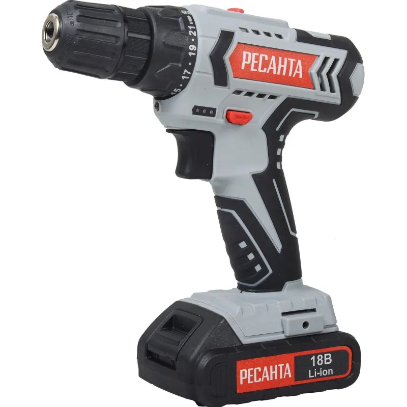 Дрель-шуруповерт аккумуляторная РЕСАНТА 18В, ДА-18-2ЛК (75/14/5) 1247453