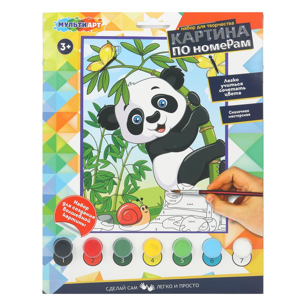 Раскраска по номерам 17х23 см. "Панда и бамбук" MultiArt CANV17X23-126707