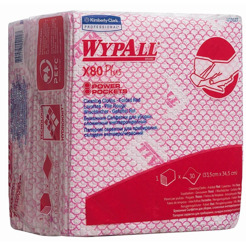 Материал протирочный нетканый WypAll X80 Plus красный 30л/уп 19127 (KFC) Kimberly Clark 1722620