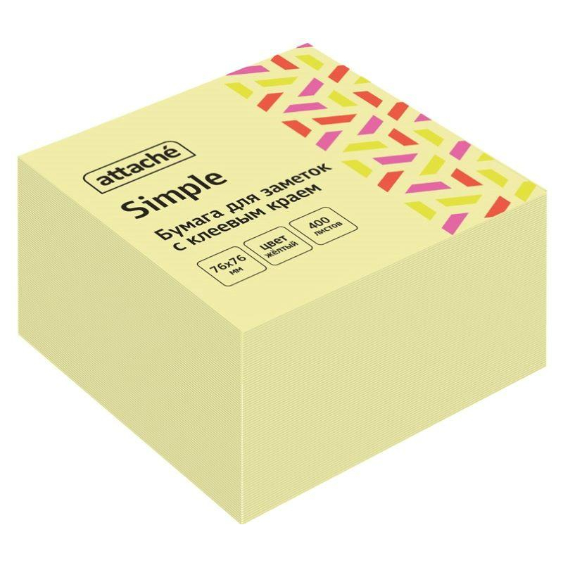 Стикеры Attache Simple куб 76х76, пастельно желтый 400 л 1635535