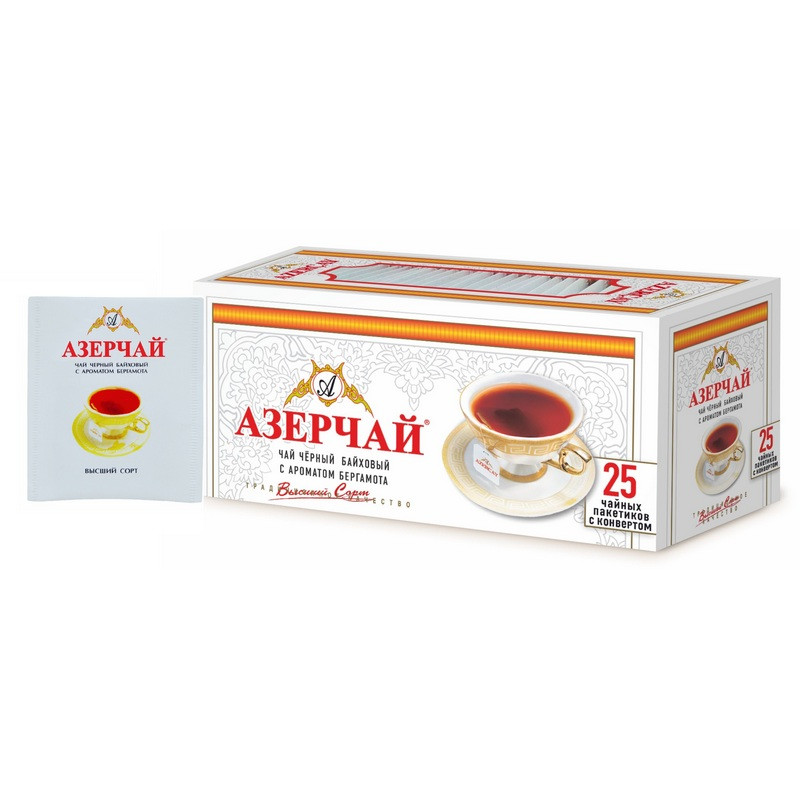Чай Азерчай чай черный с бергамотом в пакетиках сашетах, 25 шт 139221 997536