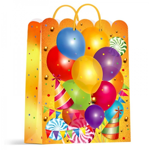 Пакет подарочный с днем рождения, фигурная вырубка, размер M Чудо праздник PTM-114609-CH3