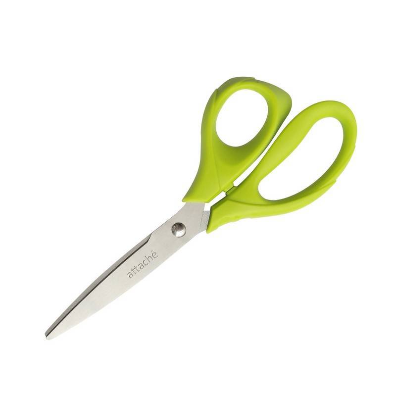 Ножницы Attache Spring 175 мм с пластиковыми анатомическими ручками салатового цвета 880860