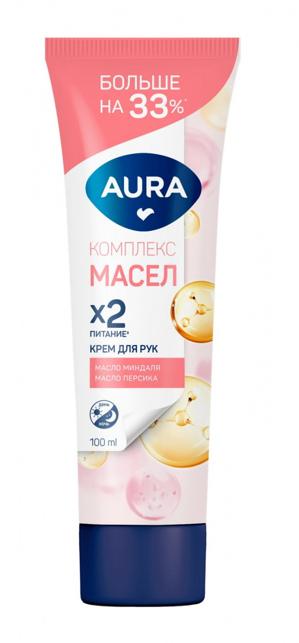 AURA Крем для рук Масло миндаля и персика100мл 4610427790062