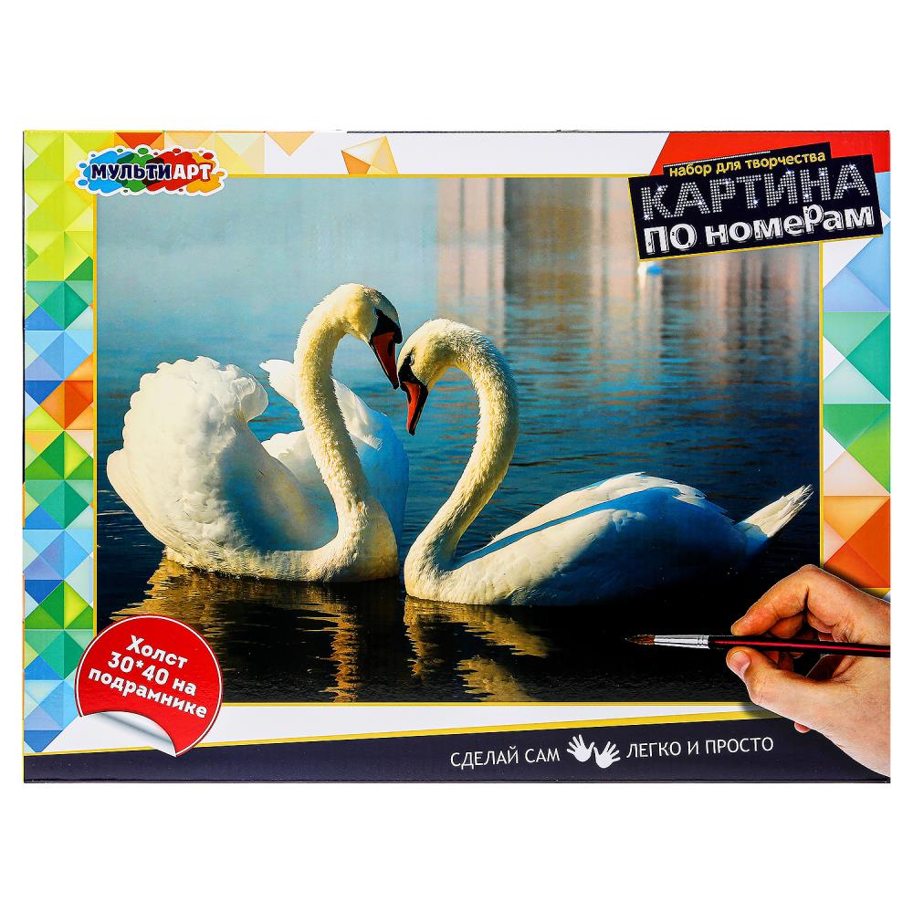 Картина по номерам 30х40 см. лебеди MultiArt CANV30X40-MULTI11 (24) (24)