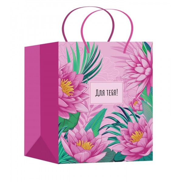 Пакет подарочный глянцевый размер M, цветы Чудо праздник PM-124675-FLW8