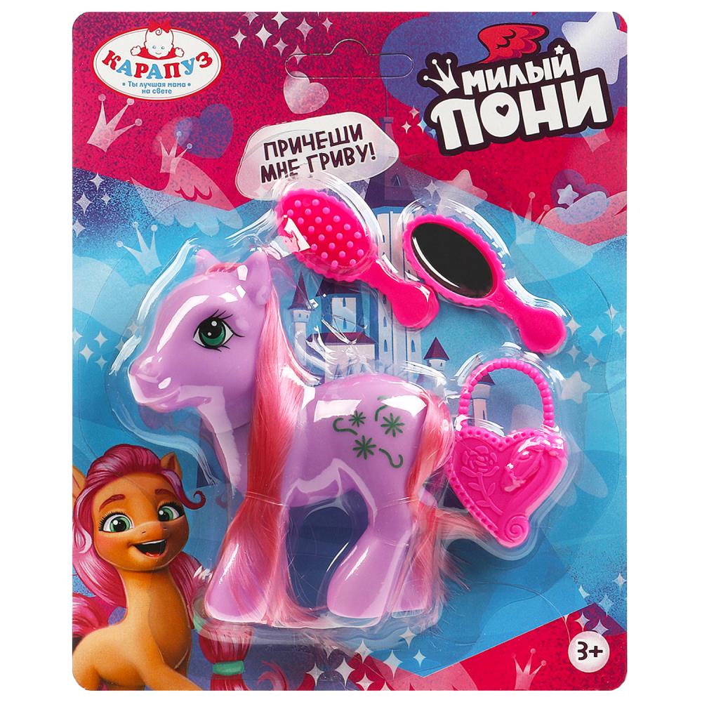 Единорог пластиковый, 3 аксессуара, 11 см. Карапуз Y2009Z124-2-RU