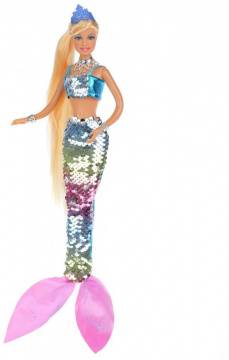 Кукла Русалка с цветными двусторонними пайетками DEFA LUCY 8433a