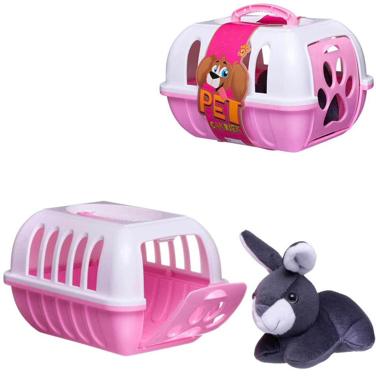 Игрушка мягкая Кролик в розовой переноске Junfa BL400040/розовая
