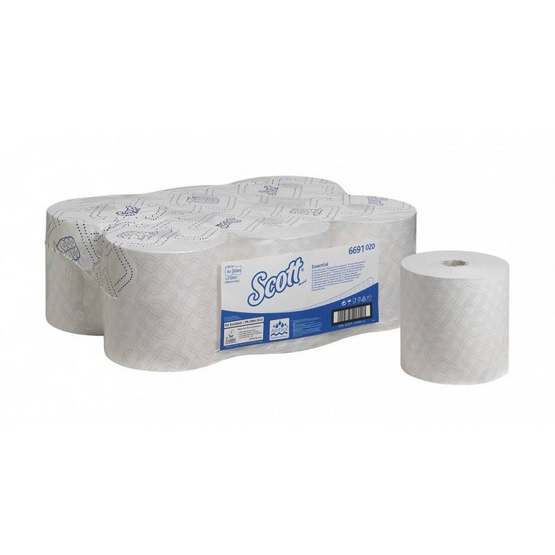 Полотенца бумажные д/дисп KK Scott Max в рулонах, 1сл, белые, 6х350м, 6691 Kimberly Clark 669599