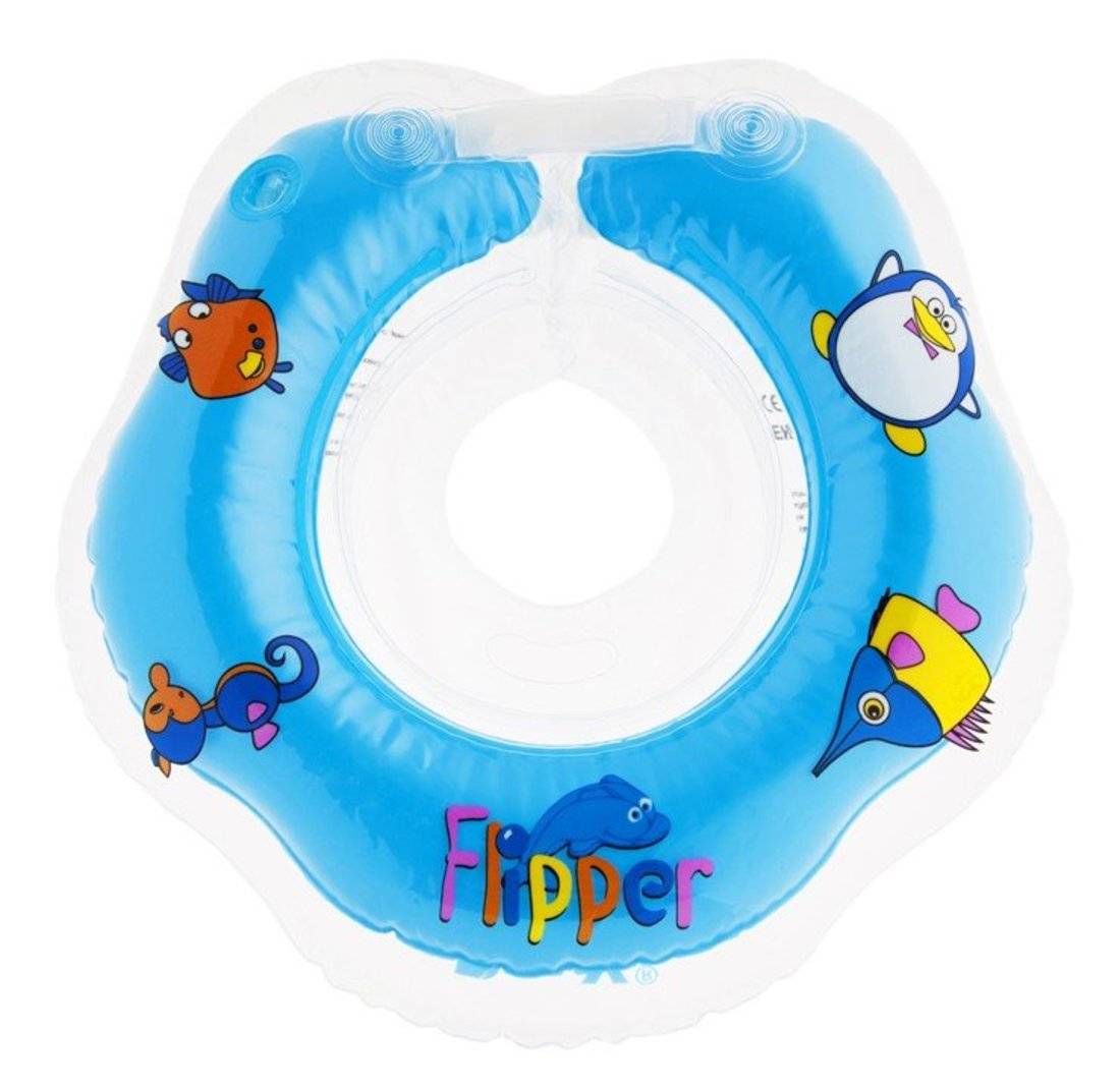 Круг на шею для купания малышей "Флиппер" голубой Roxy-kids FL001-B