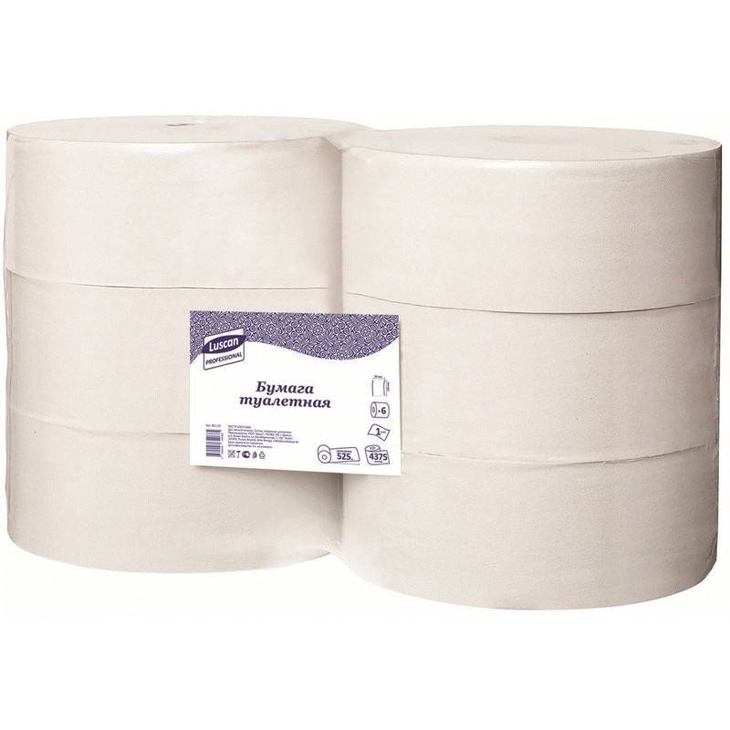 Бумага туалетная в рулонах Luscan Professional 1-слойные 6 рулонов по 525 метров(арт.601110)