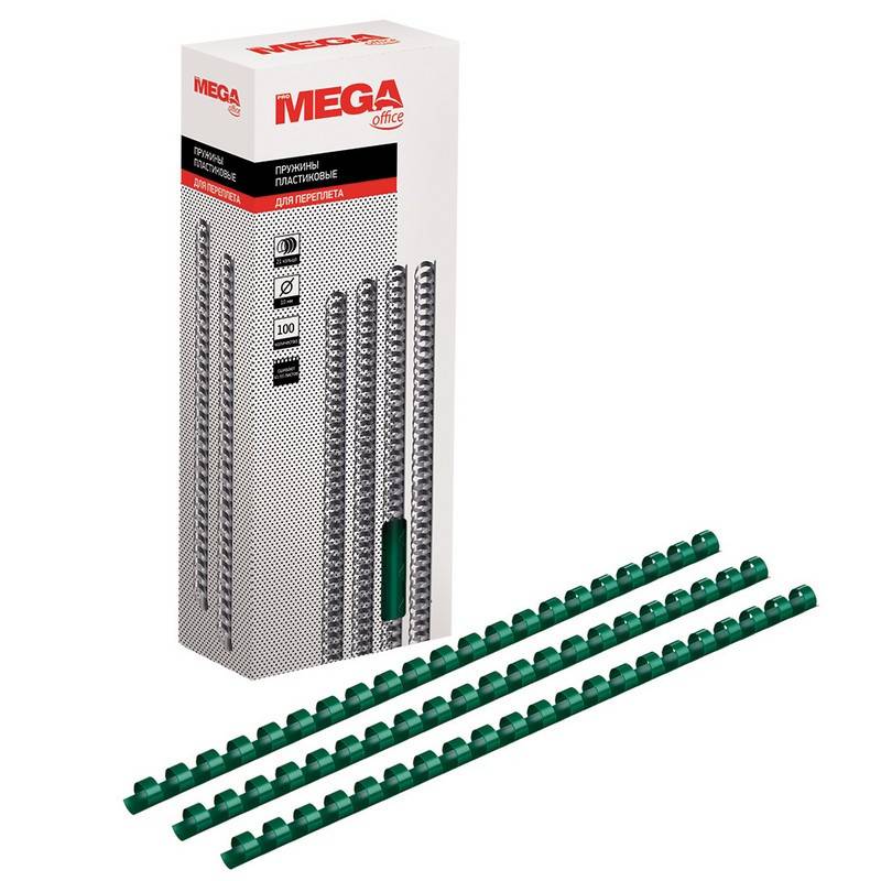 Пружины для переплета пластиковые Promega office 10 мм зеленые (100 штук в уп)    255082