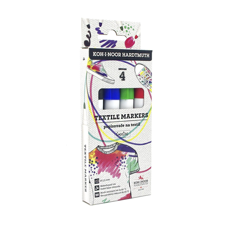 Набор маркеров д/ткани Koh-I-Noor 3205, круглых 2,5мм, 4цв 773205JD02KS 1618201