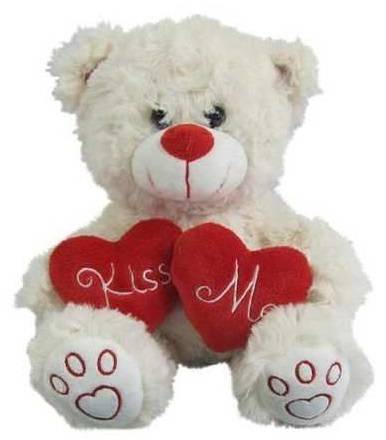 Медведь белый с сердцем "Kiss me" 18см игрушка мягкая Abtoys M5068