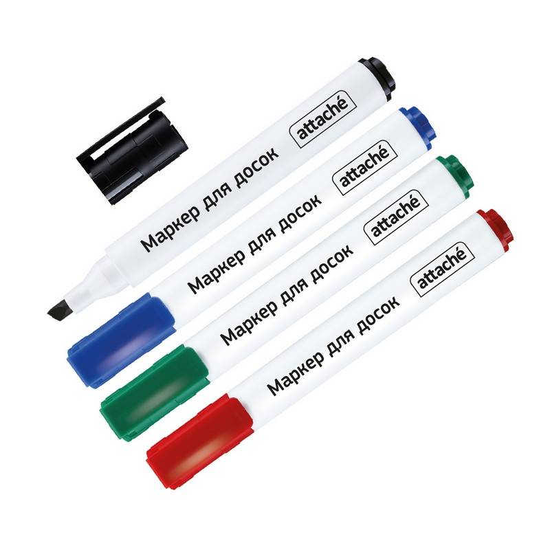 Набор маркеров для досок Attache Accent 4 цвета (скошенный наконечник, линия 1-5 мм) 1083390