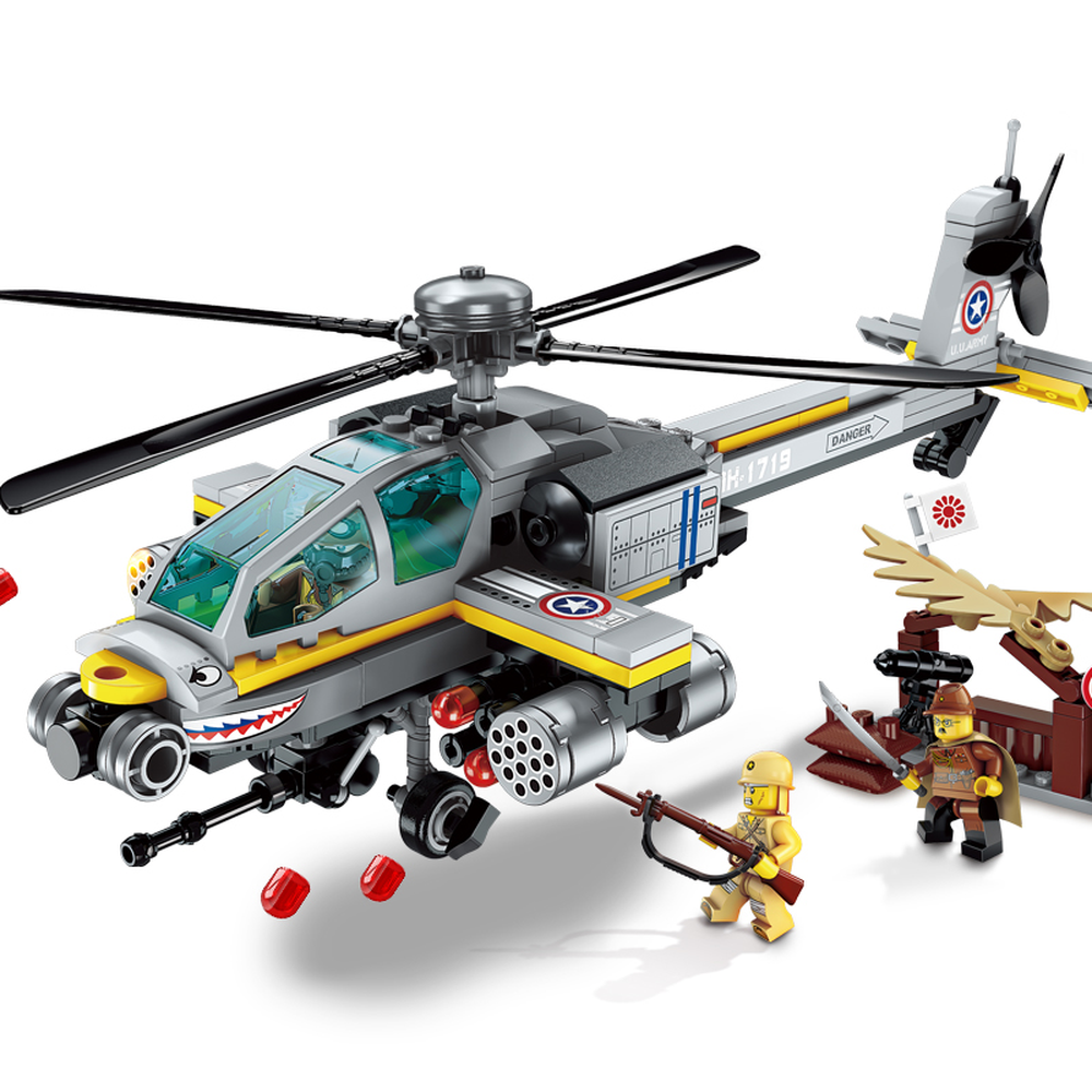 Конструктор пластмассовый военный вертолет с фигурками и аксесс. 280 дет. Brick (Enlighten) BRICK1719