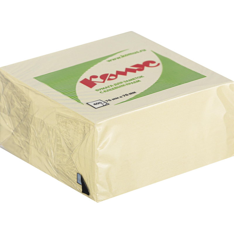 Стикеры Комус с клеев.краем Куб 76х76 желтый 400л 154925