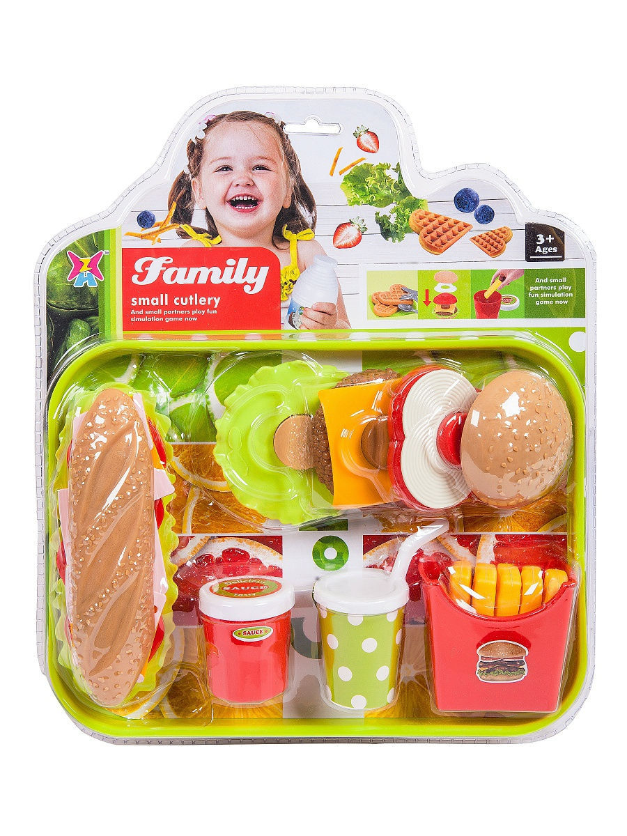 Игровой набор: продукты "Фаст Фуд" на подносе Junfa XJ326H-28