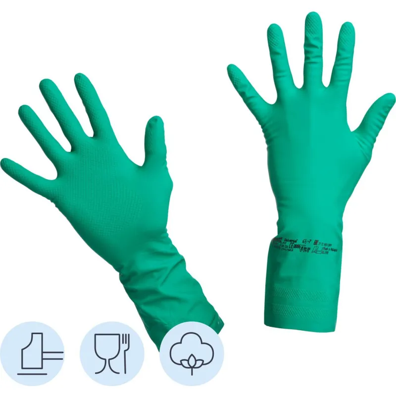 Перчатки резиновые Vileda Profes нитрил зеленый рS 100800/174379,ПС Vileda Professional 932594