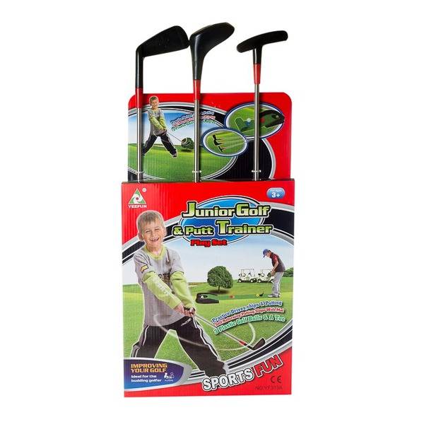 Детский набор для игры в гольф (3 клюшки 60 см, 3 шарика, коврик, лунка) YF313A