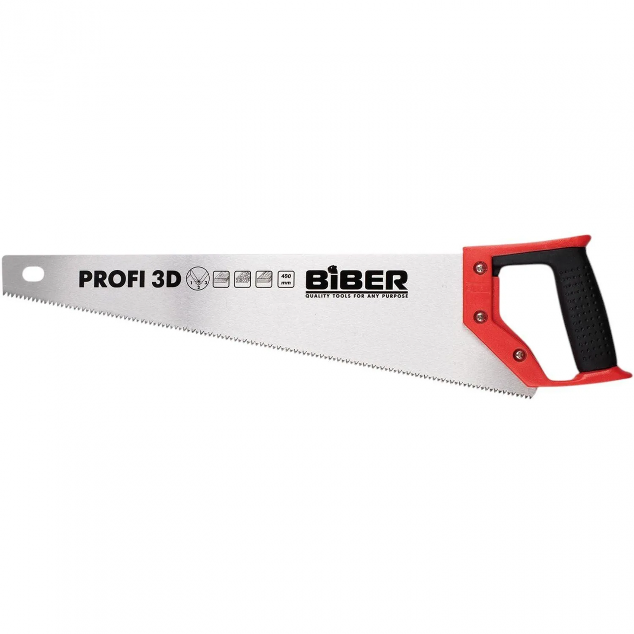Ножовка по дереву БИБЕР 85682 ПРОФИ 3D заточка средний зуб, 450мм 2278796 тов-080824