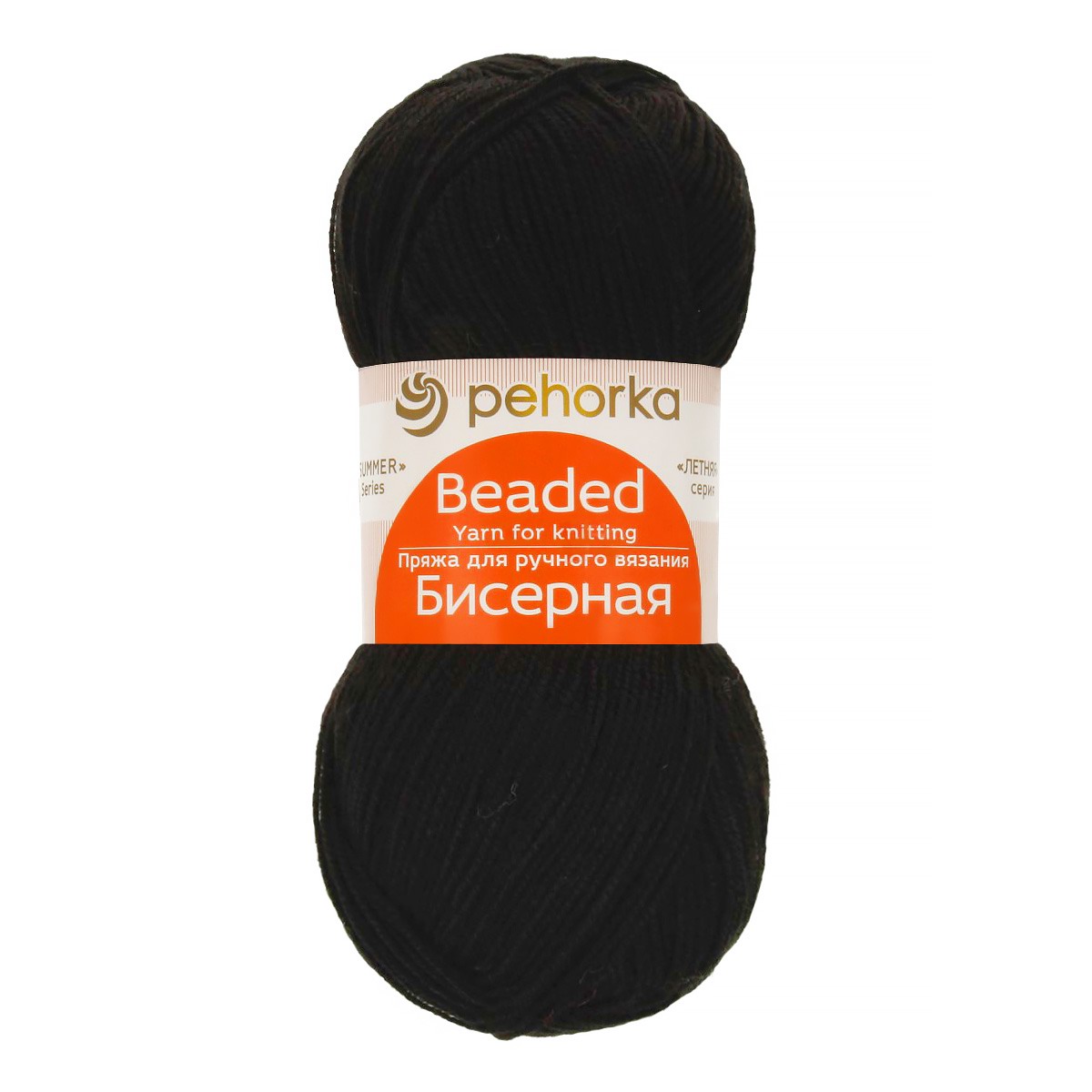 Пряжа ПЕХОРКА Бисерная 450м/100г цвет 02-Черный 2100540020