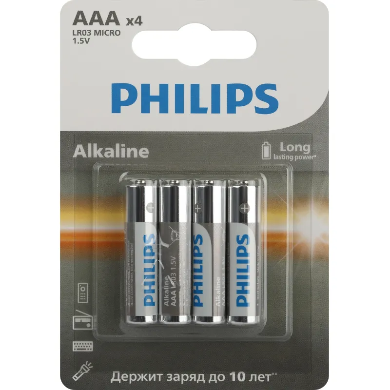 Батарейка Philips Entry ААА LR03-4BL/LR03A4B/51 алкалин. 1,5v 4 шт/уп 2085089 Б0062619