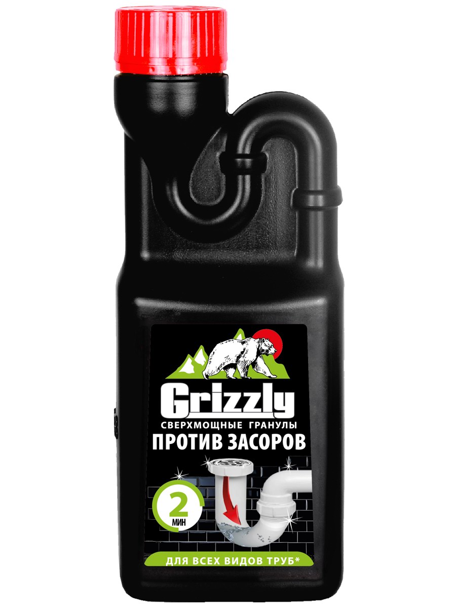 GRIZZLY Сверхмощное средство для прочистки труб гранулированное 600 г 4650058309332