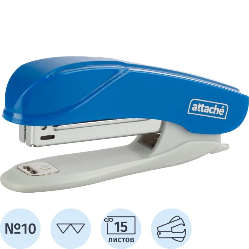 Степлер Attache Pulse (№10) до 15 листов, антистеплер, пластик, синий 1866806 WS-3197