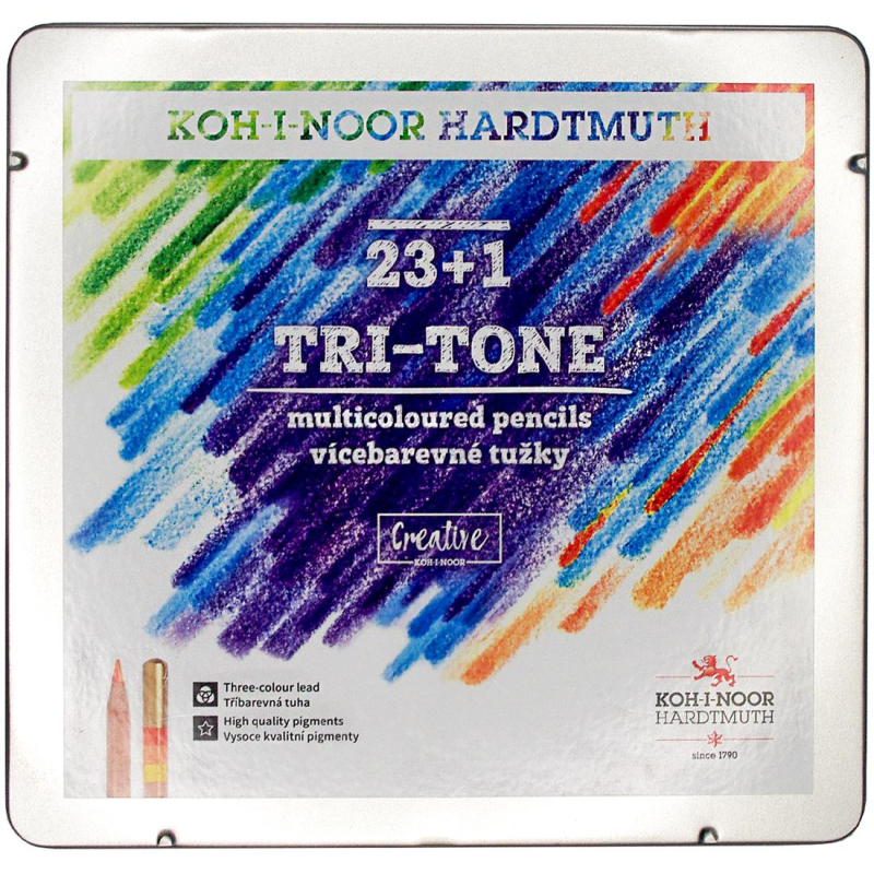 Карандаши цветные многоцветные TRI-TONE 3444, 24шт, металл.коробка Koh-I-Noor 1338298 3444N24003PL