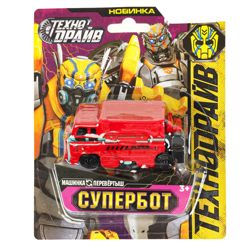 Машинка Супербот трансформер-вывертыш, 14х17х3 см. Технодрайв 2010L076-RS3