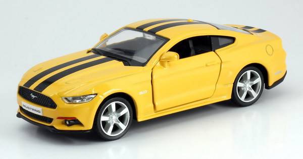 1:32 Машина металлическая RMZ City Ford 2015 Mustang with Strip инерционная, цвет желтый Uni-Fortune Toys 554029C-YL