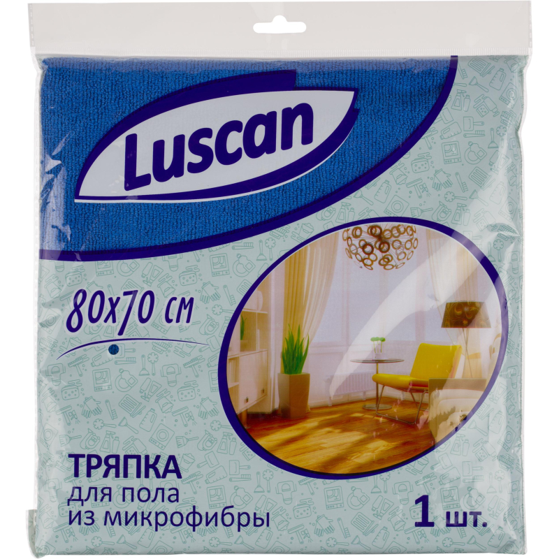 Тряпка д/пола Luscan из микрофибры 300г/м2 80х70см 1604411 8070X300X1