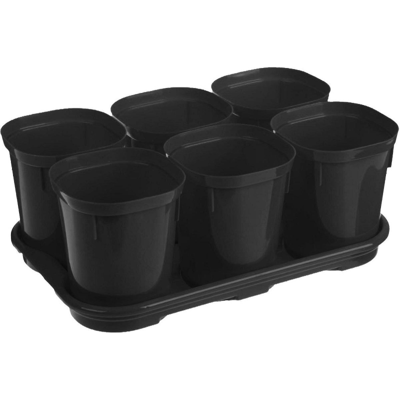 Набор горшков д/выр.рассады InGreen Smart Solution с поддон.6х400мл оникс 1728556 ING6035ЧР