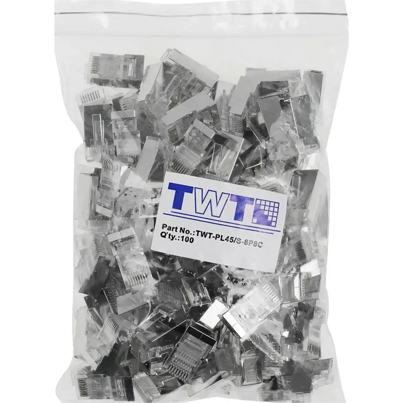 Коннектор TWT TWT-PL45/S-8P8C RJ45 STP 8P8C, универсальный, cat.5e 100шт/уп 2167608