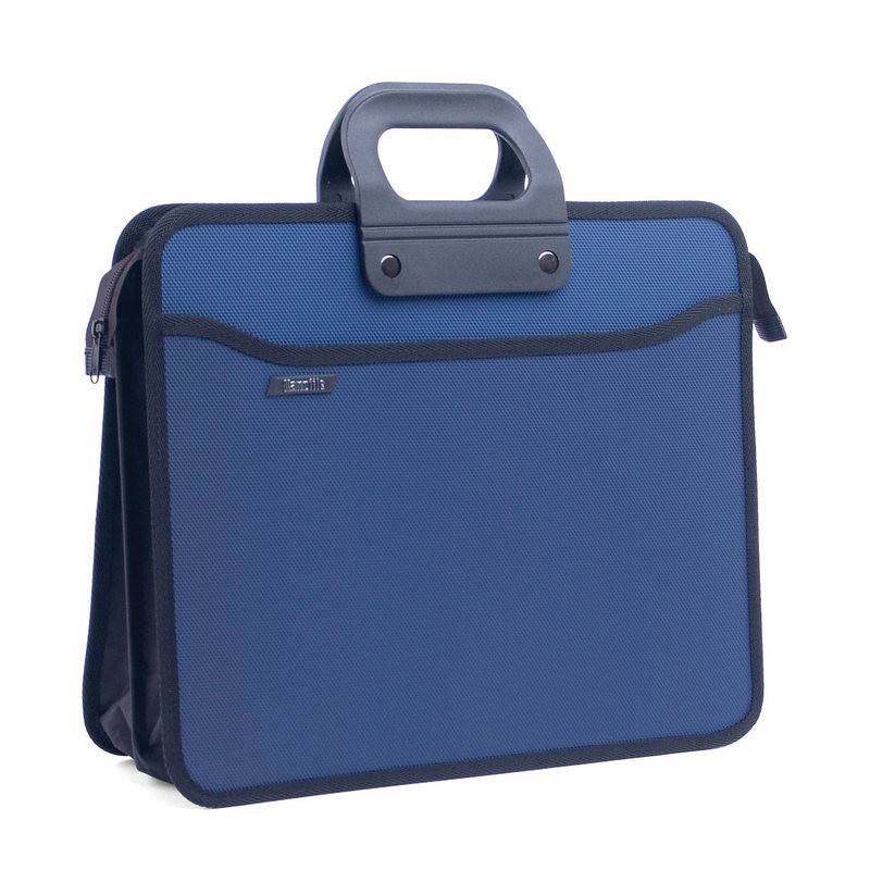 Папка-портфель пластиковая А4+ синяя (390x320 мм, 4 отделения, усиленная ручка) Attache 207583