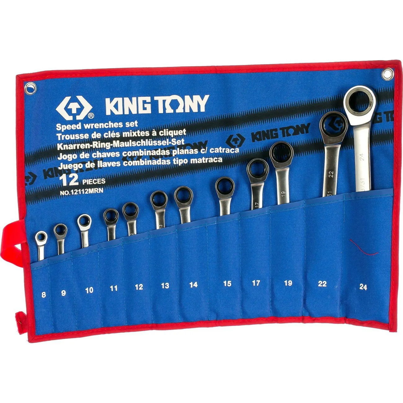 Набор ключей комбинированных трещот, 8-24мм, 12 пр. King Tony 12112MRN 2399508