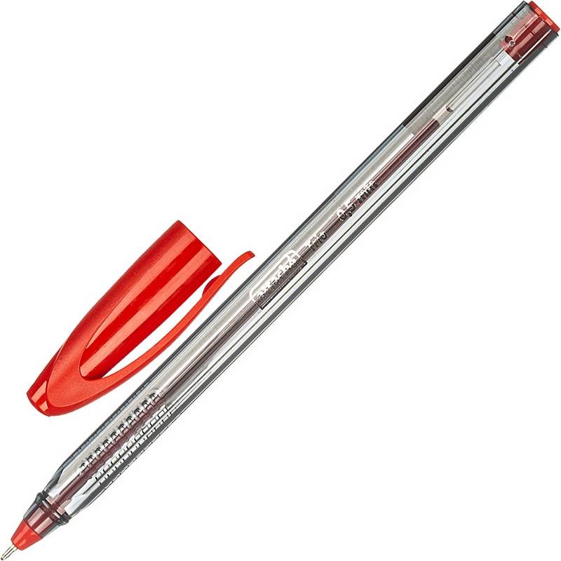 Ручка шариковая одноразовая Attache Glide Trio красная (толщина линии 0.5 мм) 722457