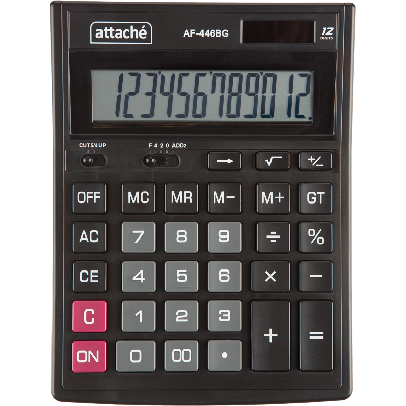Калькулятор настольный полноразмерный Attache AF-446BG,12р,дв.пит,чрн-сер 1779738