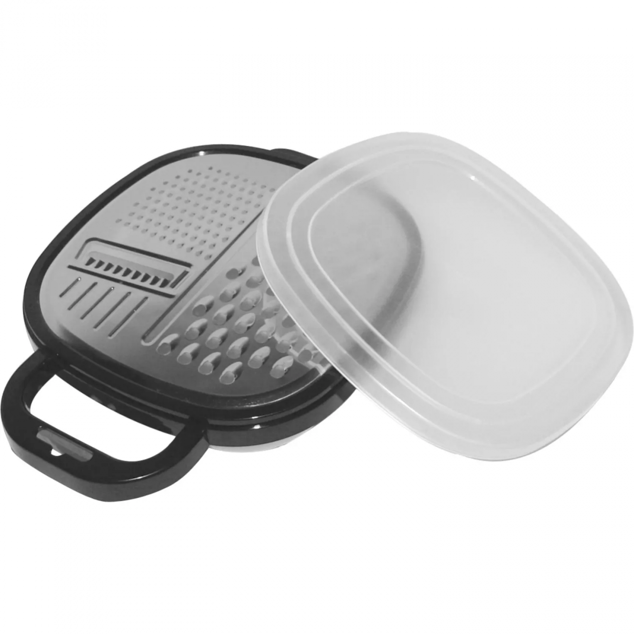 Терка с контейнером и крышкой, цвет черный (пластик, нерж.сталь) GR-228B Mallony 2343782 965017
