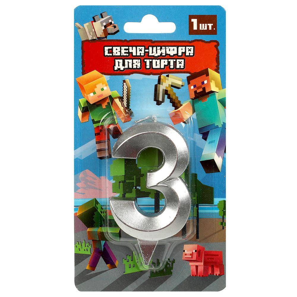 Свеча-цифра 3 для торта Майнкрафт Чудо праздник CC-90769-M