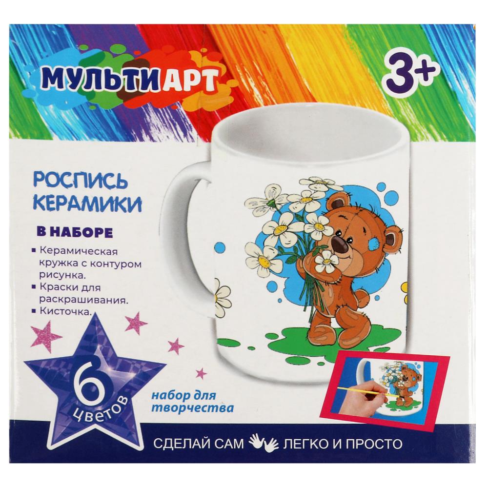 Кружка для росписи (краски, кисточка) медведик MultiArt MUG-MABEAR