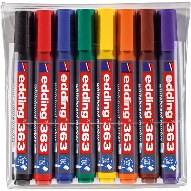 Набор маркеров для досок EDDING 363, 1-5 мм, 8 цветов в ПВХ конверте 1183303