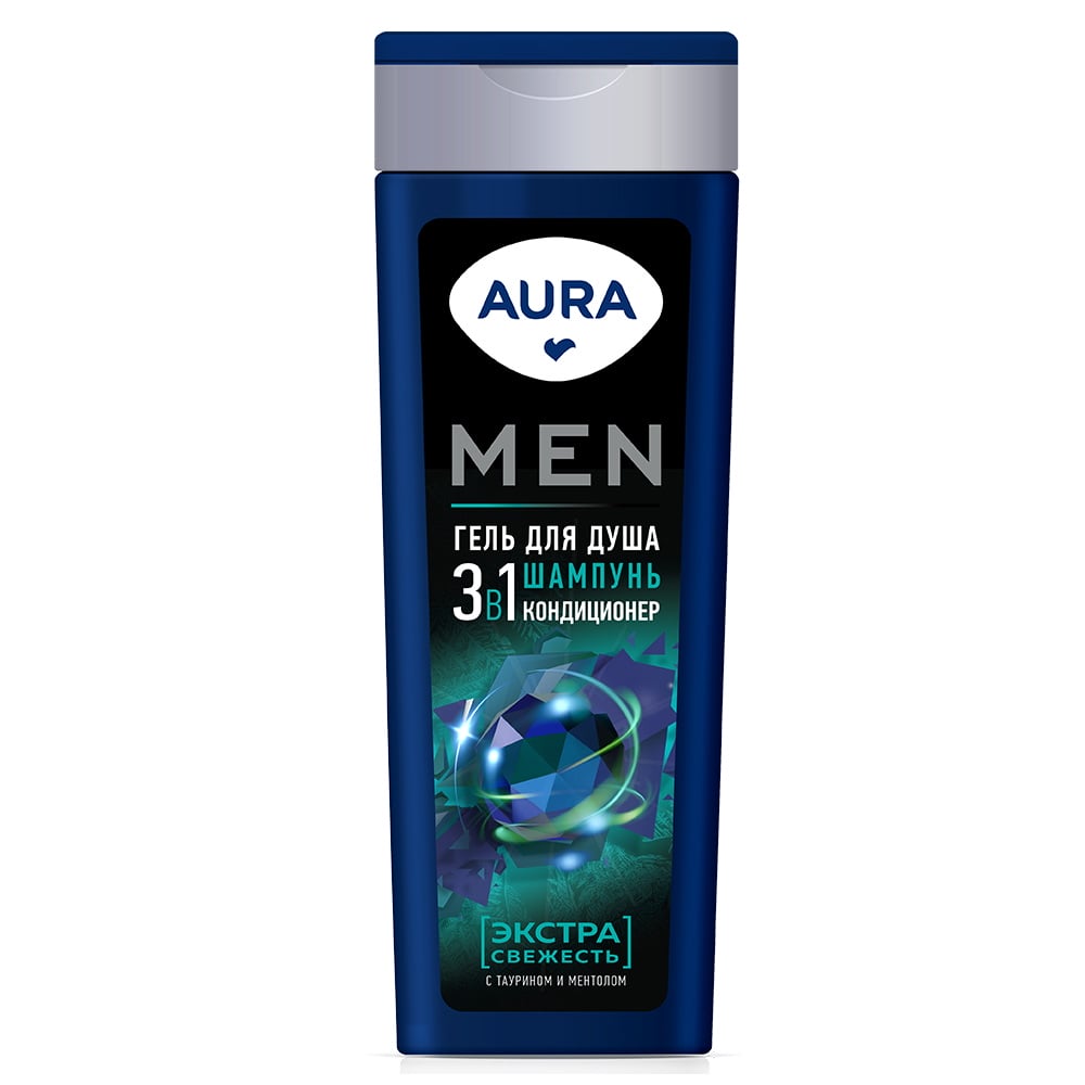 AURA Men Гель для душа 3в1 Экстра Свежесть флакон/флиптоп 380мл 4752171018600
