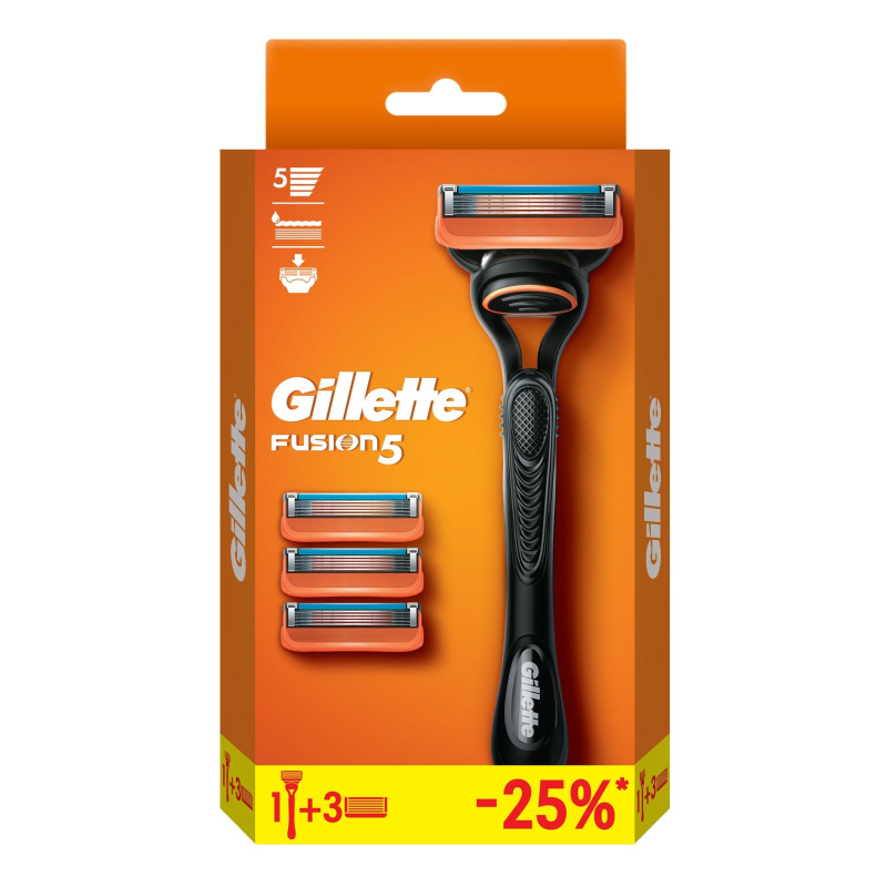 Бритва с 1 смен.кассетой GILLETTE Fusion +Смен касс для бритья 3шт( набор) 1796780 0050016330