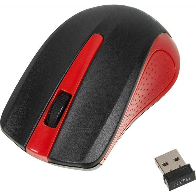 Мышь компьют. Oklick 485MW черный/красный опт (1200dpi) беспр USB 2but 1450188 997828