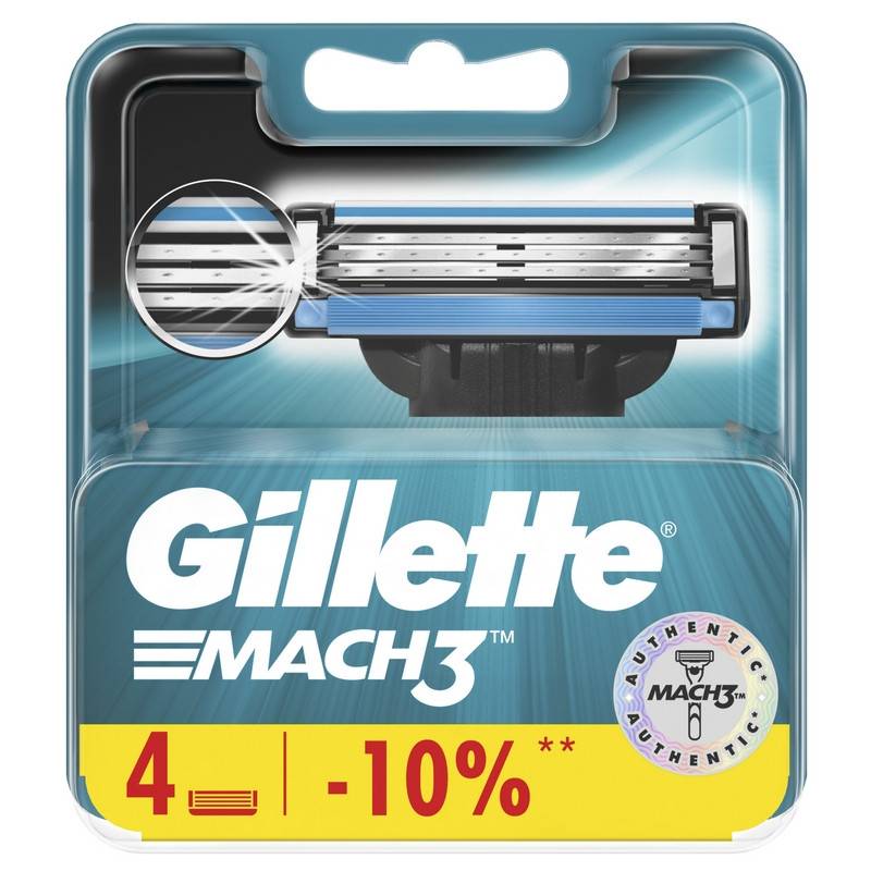 Сменные кассеты для бритья MACH3 4шт GILLETTE 456165