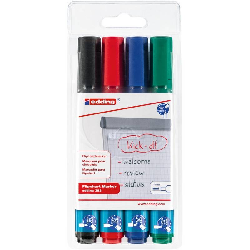 Набор маркеров для бумаги для флипчартов Edding 383 4 цвета (толщина линии 1-5 мм) 1183309