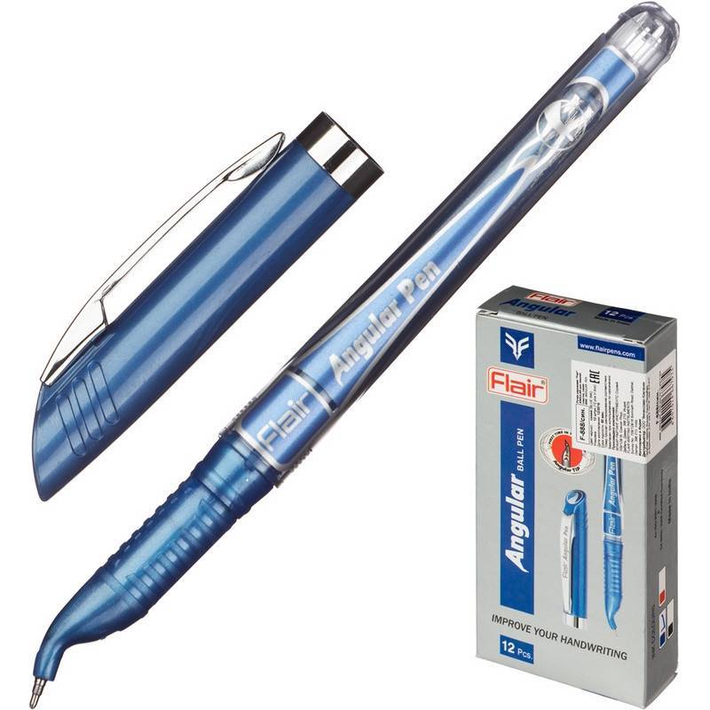 Ручка шариковая одноразовая Flair Angular синяя для левшей (толщина линии 0.6 мм) 743538